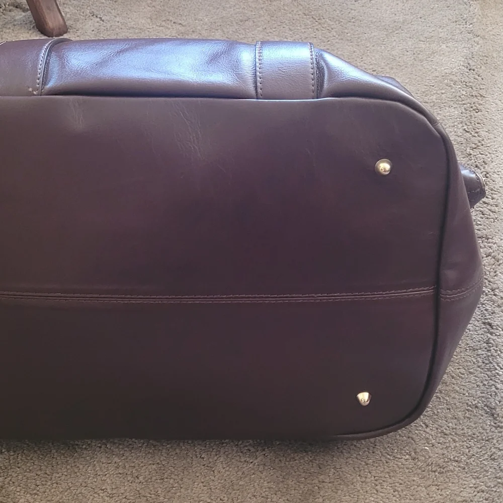 Massi Stil Dark Brown Leather Duffel Bag, Classic Travel Weekender Italian Made.